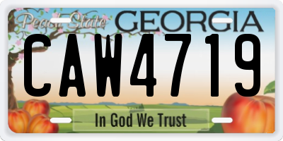 GA license plate CAW4719