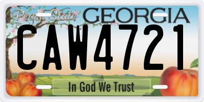 GA license plate CAW4721