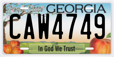 GA license plate CAW4749