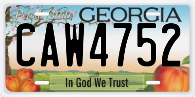GA license plate CAW4752