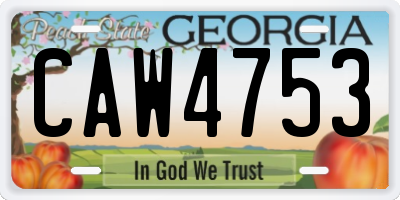 GA license plate CAW4753