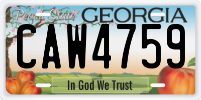 GA license plate CAW4759