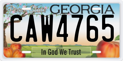 GA license plate CAW4765
