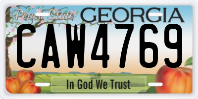 GA license plate CAW4769