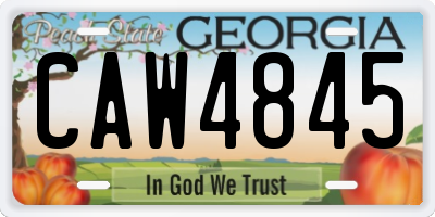 GA license plate CAW4845