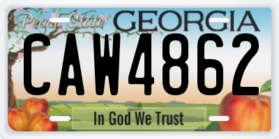 GA license plate CAW4862