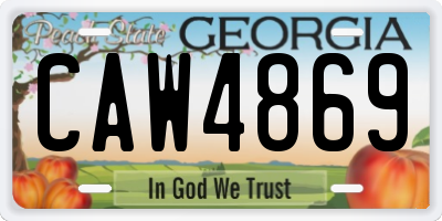 GA license plate CAW4869