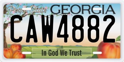 GA license plate CAW4882