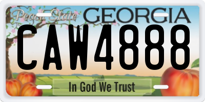 GA license plate CAW4888
