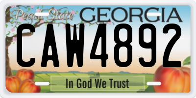 GA license plate CAW4892