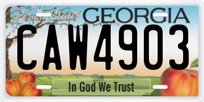 GA license plate CAW4903