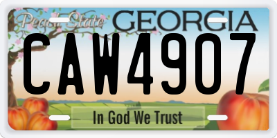 GA license plate CAW4907