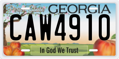 GA license plate CAW4910