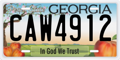 GA license plate CAW4912