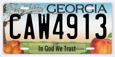 GA license plate CAW4913
