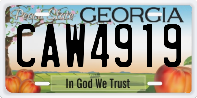GA license plate CAW4919
