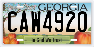 GA license plate CAW4920