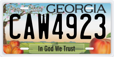 GA license plate CAW4923