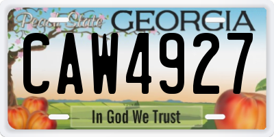 GA license plate CAW4927