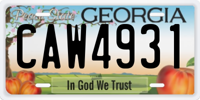 GA license plate CAW4931