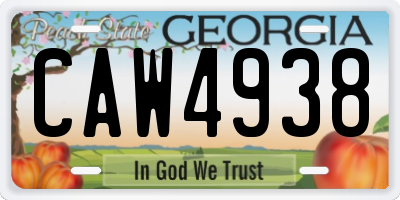 GA license plate CAW4938