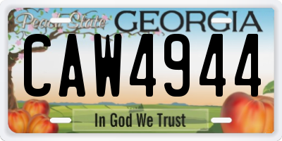 GA license plate CAW4944