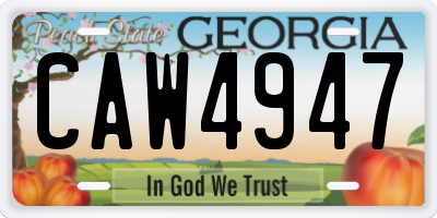 GA license plate CAW4947