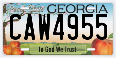 GA license plate CAW4955