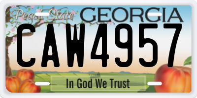 GA license plate CAW4957