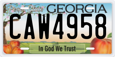 GA license plate CAW4958