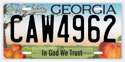 GA license plate CAW4962