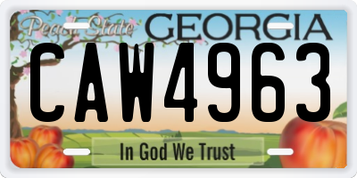 GA license plate CAW4963