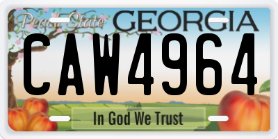 GA license plate CAW4964