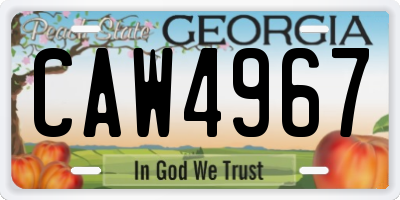 GA license plate CAW4967