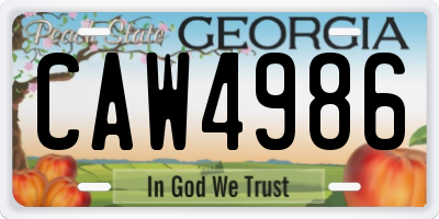 GA license plate CAW4986