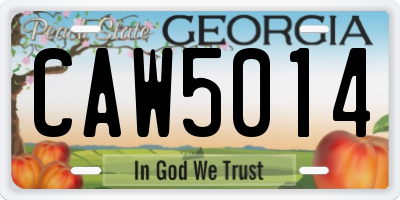 GA license plate CAW5014