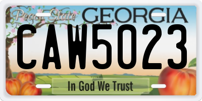 GA license plate CAW5023