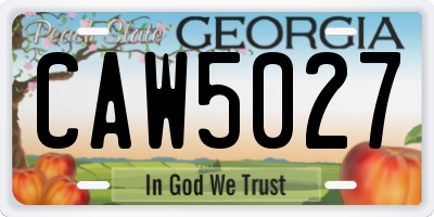 GA license plate CAW5027