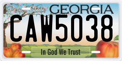 GA license plate CAW5038