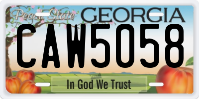 GA license plate CAW5058