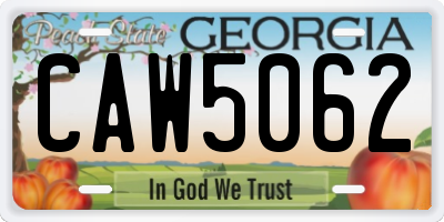 GA license plate CAW5062