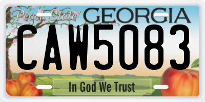 GA license plate CAW5083