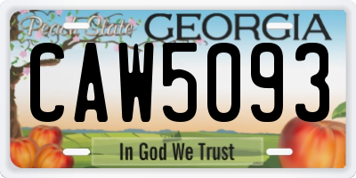 GA license plate CAW5093