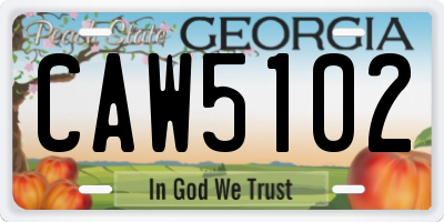 GA license plate CAW5102