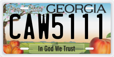GA license plate CAW5111