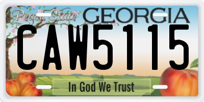 GA license plate CAW5115