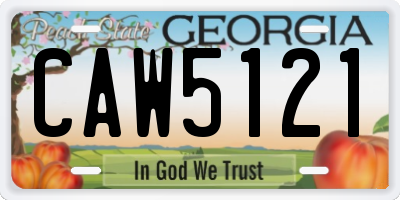 GA license plate CAW5121