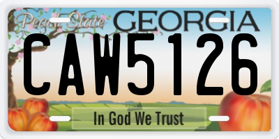 GA license plate CAW5126