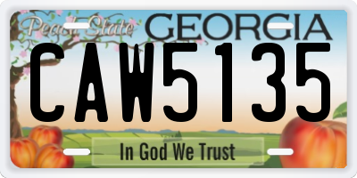 GA license plate CAW5135