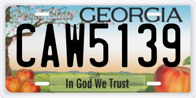 GA license plate CAW5139